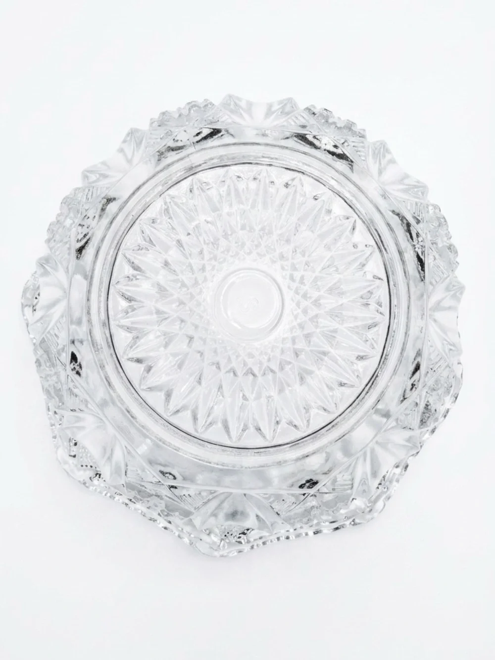 Vintage LE Smith Clear Glass Pinwheel and Stars Bowl Sawtooth Edge Old Money